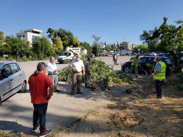 Αυτοψία του Δημάρχου Αμαρουσίου Θ. Αμπατζόγλου σε εργασίες καθαριότητας και συντήρησης πρασίνου στην πόλη – Δήμος Αμαρουσίου
