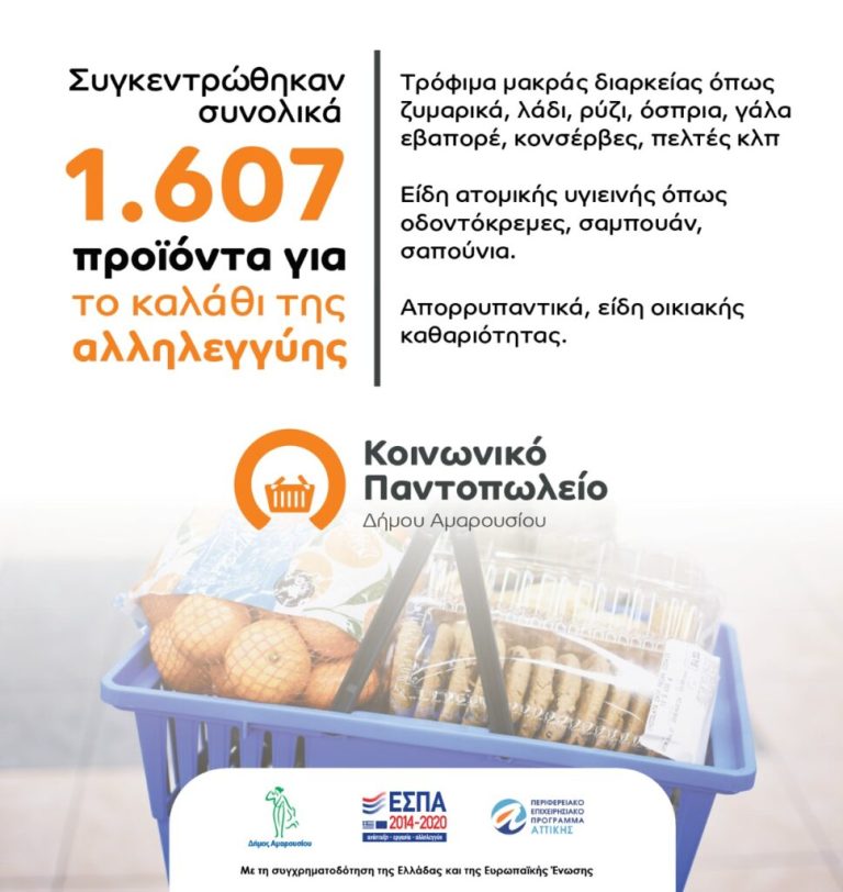 1.607 ευχαριστώ από το Κοινωνικό Παντοπωλείο του Δήμου Αμαρουσίου – Δήμος Αμαρουσίου