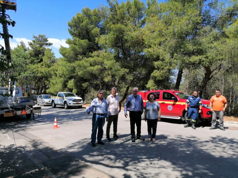 Αυτοψία του Δημάρχου Αμαρουσίου Θεόδωρου Αμπατζόγλου στις εργασίες αποψίλωσης και κοπής επικίνδυνων κλαδιών στην περιοχή της Νέας Λέσβου – Δήμος Αμαρουσίου