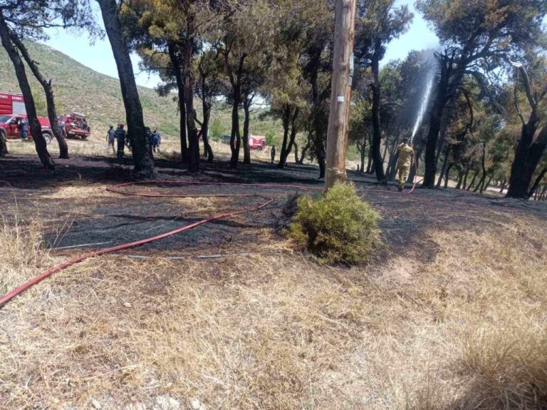 Επιχείρηση κατάσβεσης φωτιάς στην περιοχή Νταού Πεντέλη