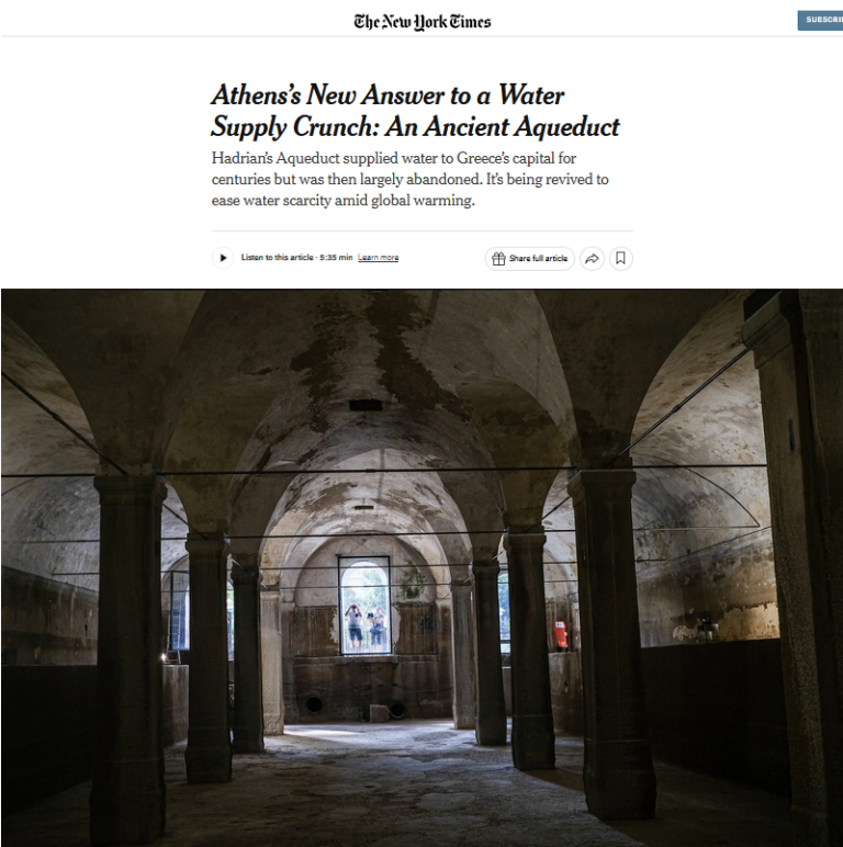 Στους New York Times η αναβίωση του Αδριάνειου Υδραγωγείου στο Χαλάνδρι – Δήμος Χαλανδρίου